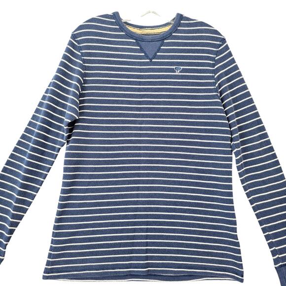 Ditch Plains Blue Shirt Striped Thermal Waffle Knit Long Sleeves Top Mens Size M - Picture 1 of 10